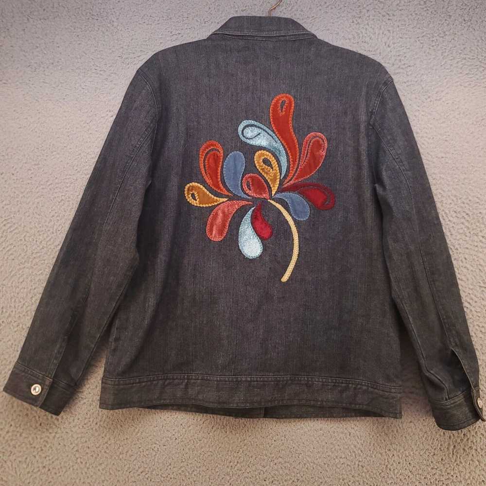 Vintage IOS Jacket Womens Medium Denim Artsy Flow… - image 1