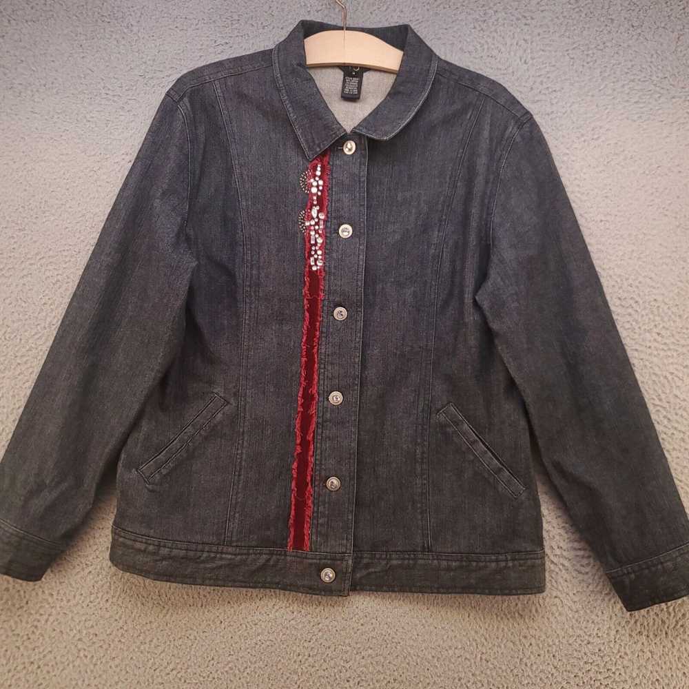 Vintage IOS Jacket Womens Medium Denim Artsy Flow… - image 2