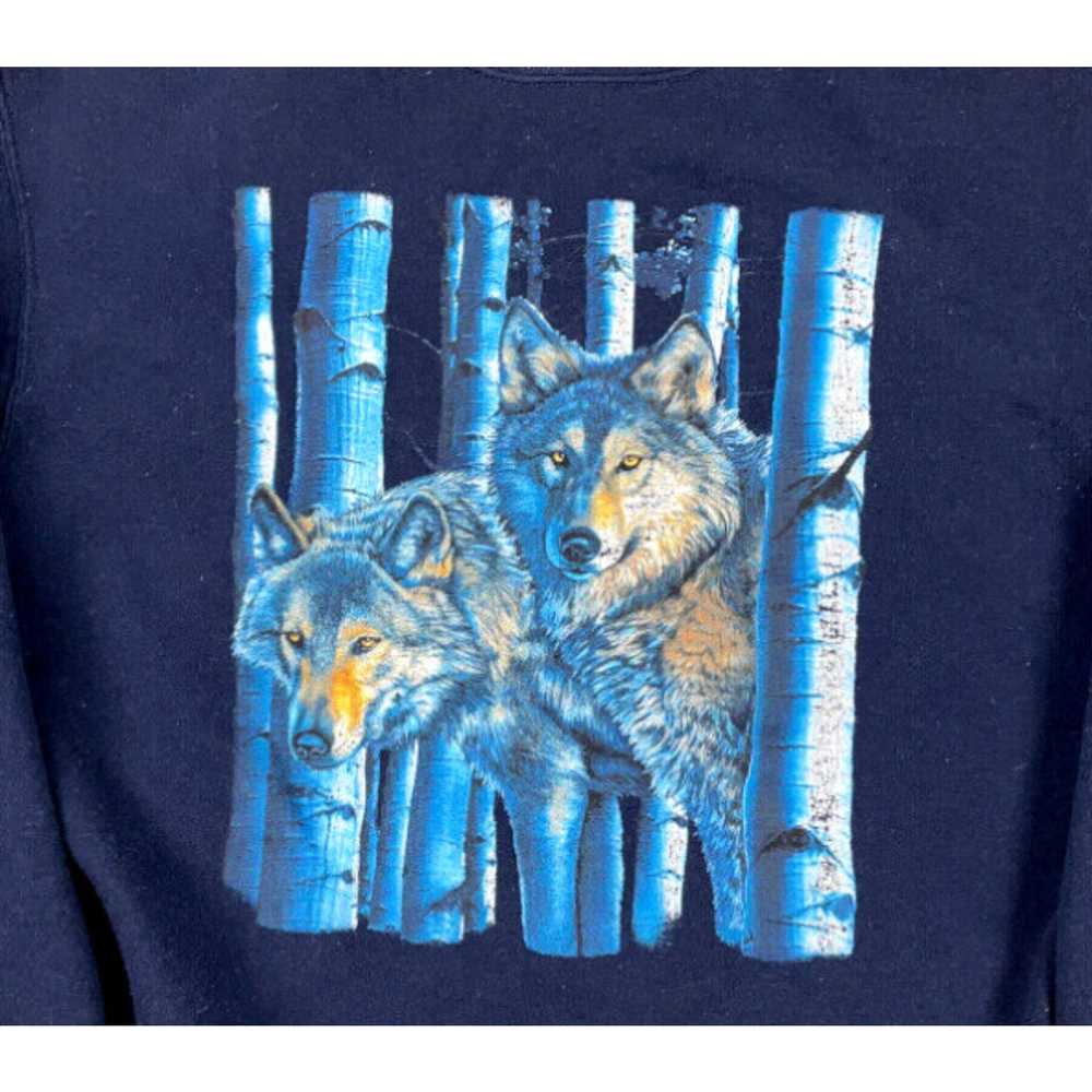 Jerzees 90s Wolf Pack Blue Pullover Sweatshirt Wo… - image 2