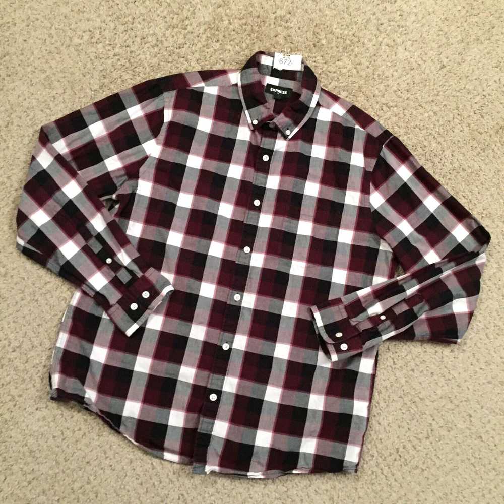 Express Express Shirt Mens Large Purple Plaid Lon… - image 2