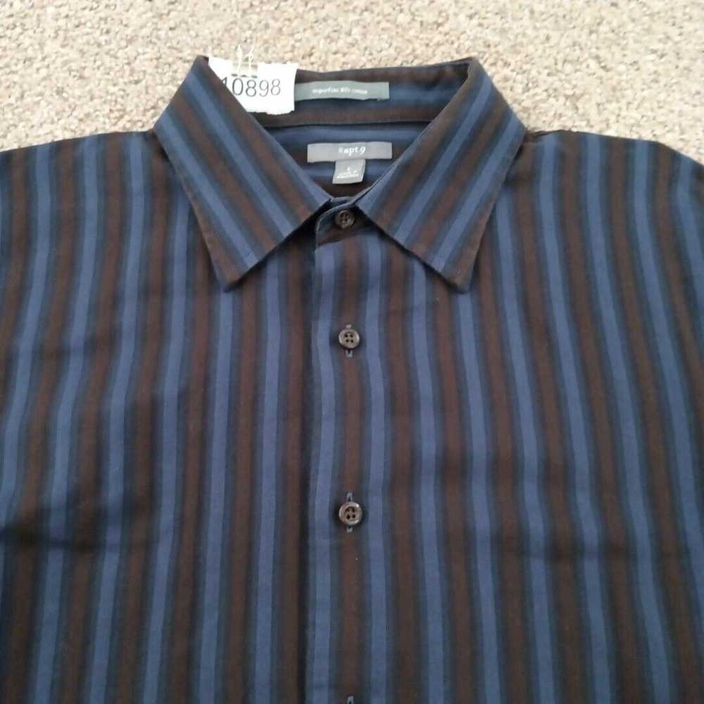 Apt. 9 Apt. 9 Shirt Mens Large Blue Brown Striped… - image 2