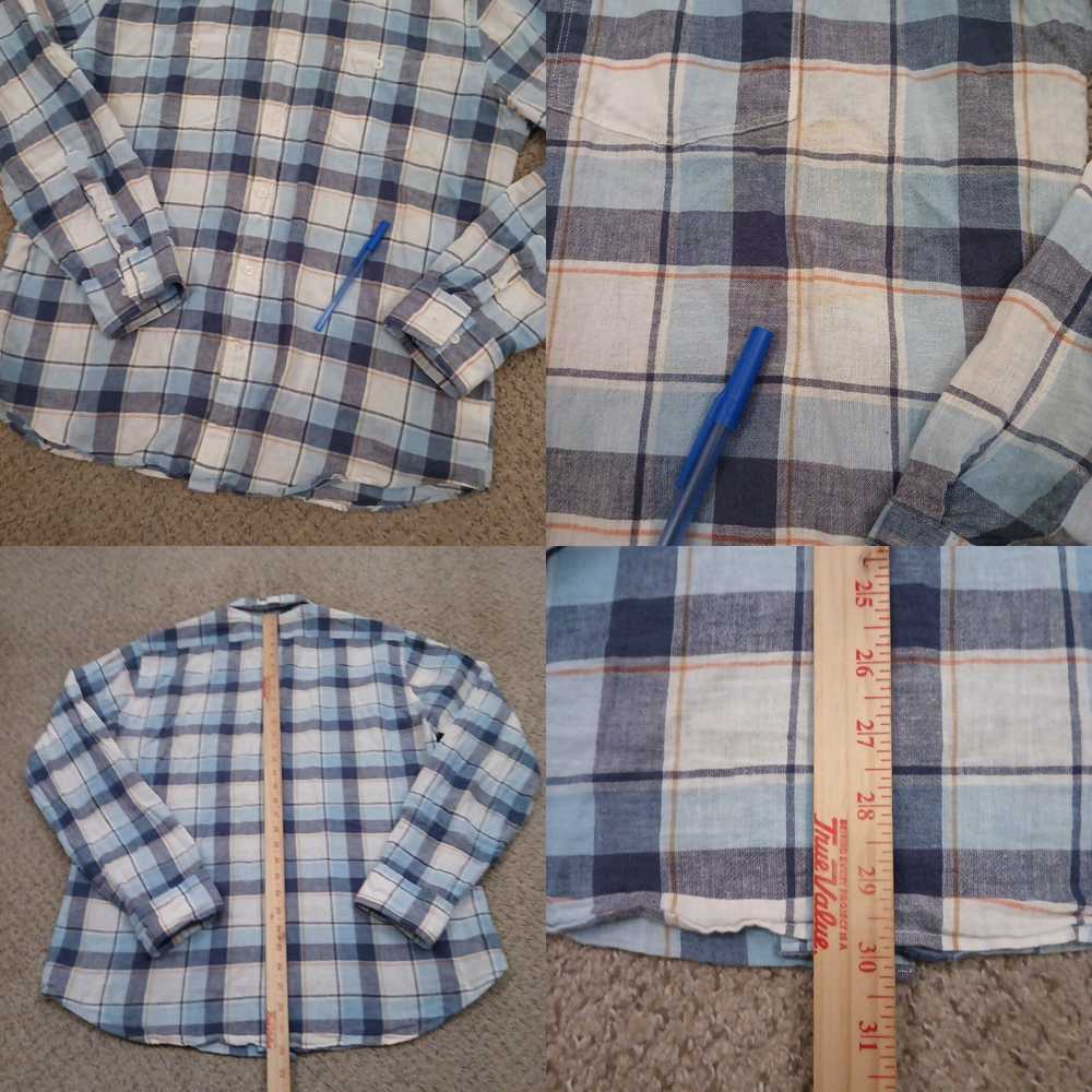 Express Express Shirt Mens XL Blue Plaid Linen Bl… - image 4