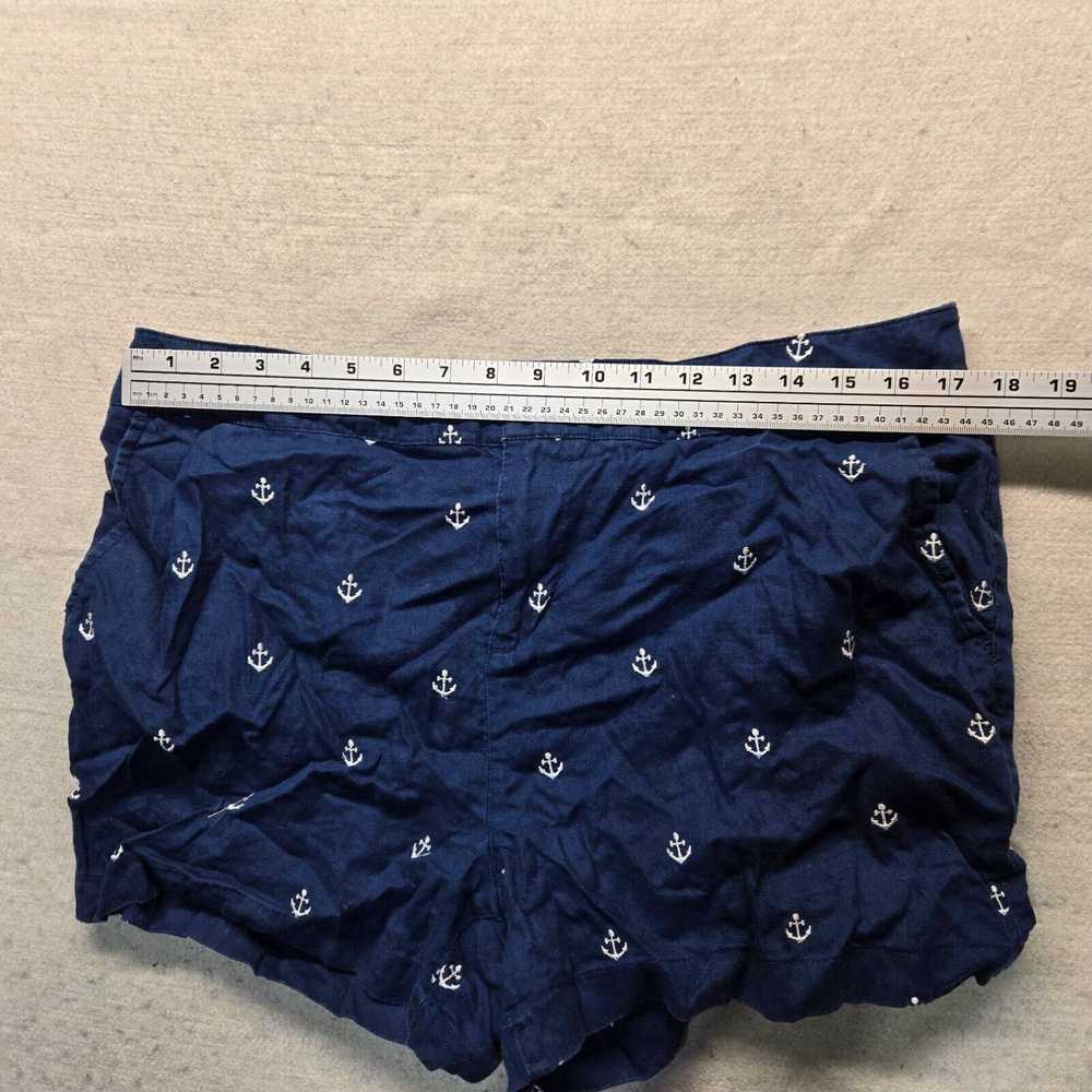 Vintage British Khaki Blue Shorts with White Boat… - image 3