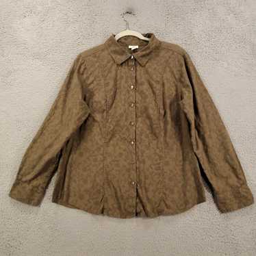 Vintage J. JILL Button Up Blouse Womens Large Gre… - image 1