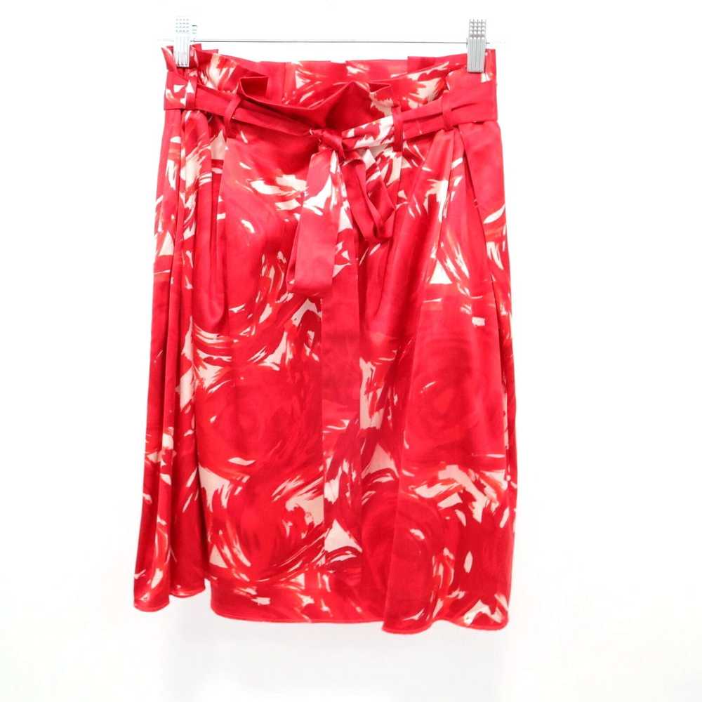 Theory Theory Silk Skirt Womens 8 Red White Paper… - image 1