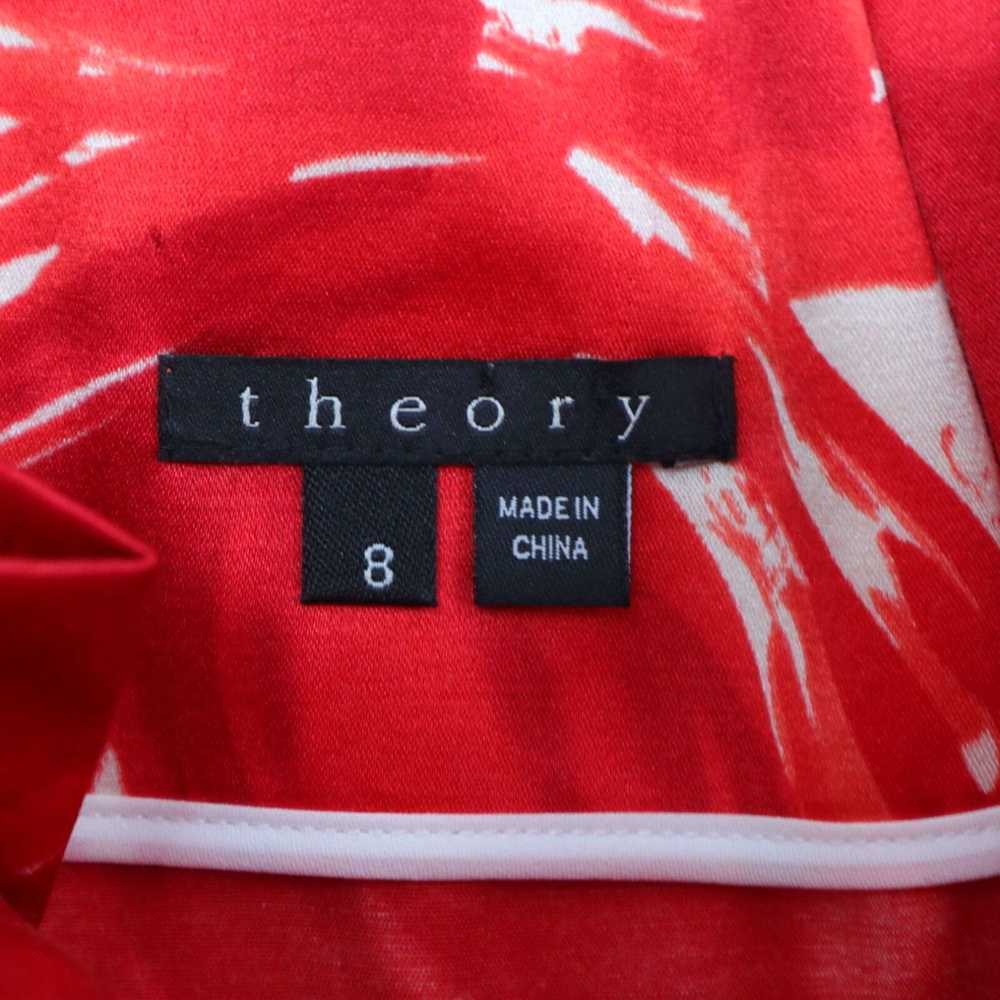 Theory Theory Silk Skirt Womens 8 Red White Paper… - image 3