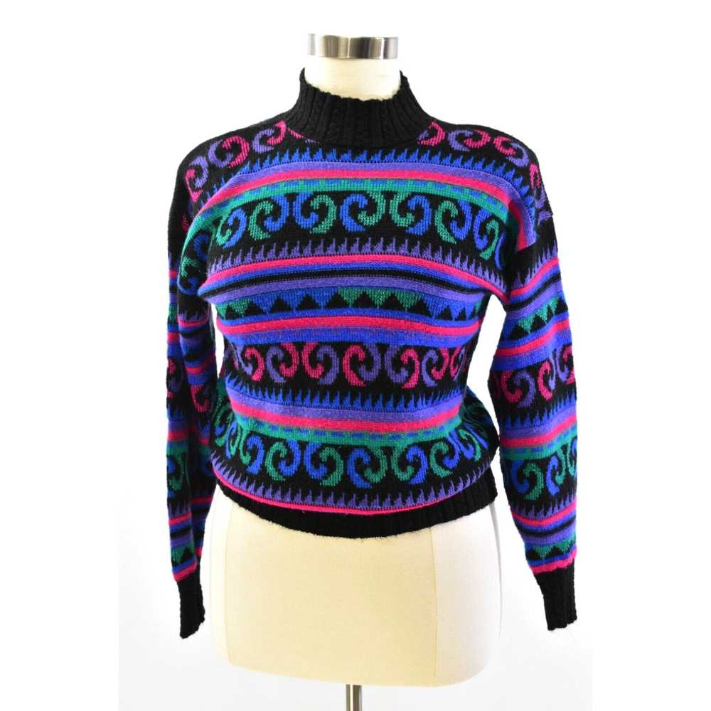 Vintage 80s Womens L Bold Striped & Geometric Pri… - image 1