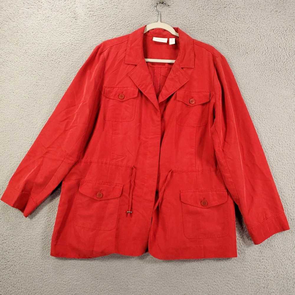 Vintage Chicos 3 Jacket Womens XL Red Button Up S… - image 1