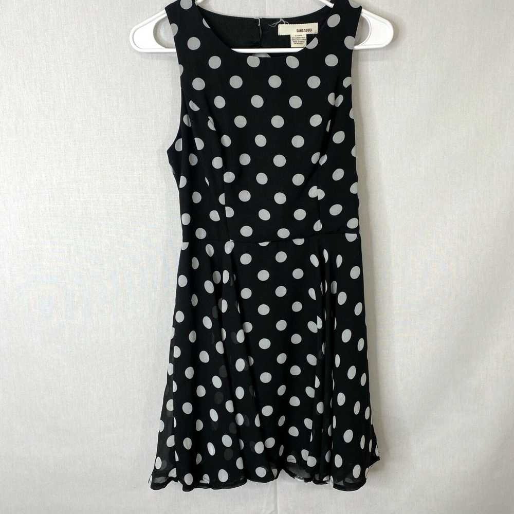 Vintage Sans Souci Womens Black Polka Dot Sleevel… - image 1