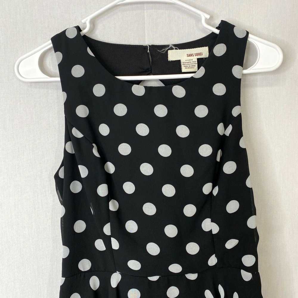 Vintage Sans Souci Womens Black Polka Dot Sleevel… - image 3