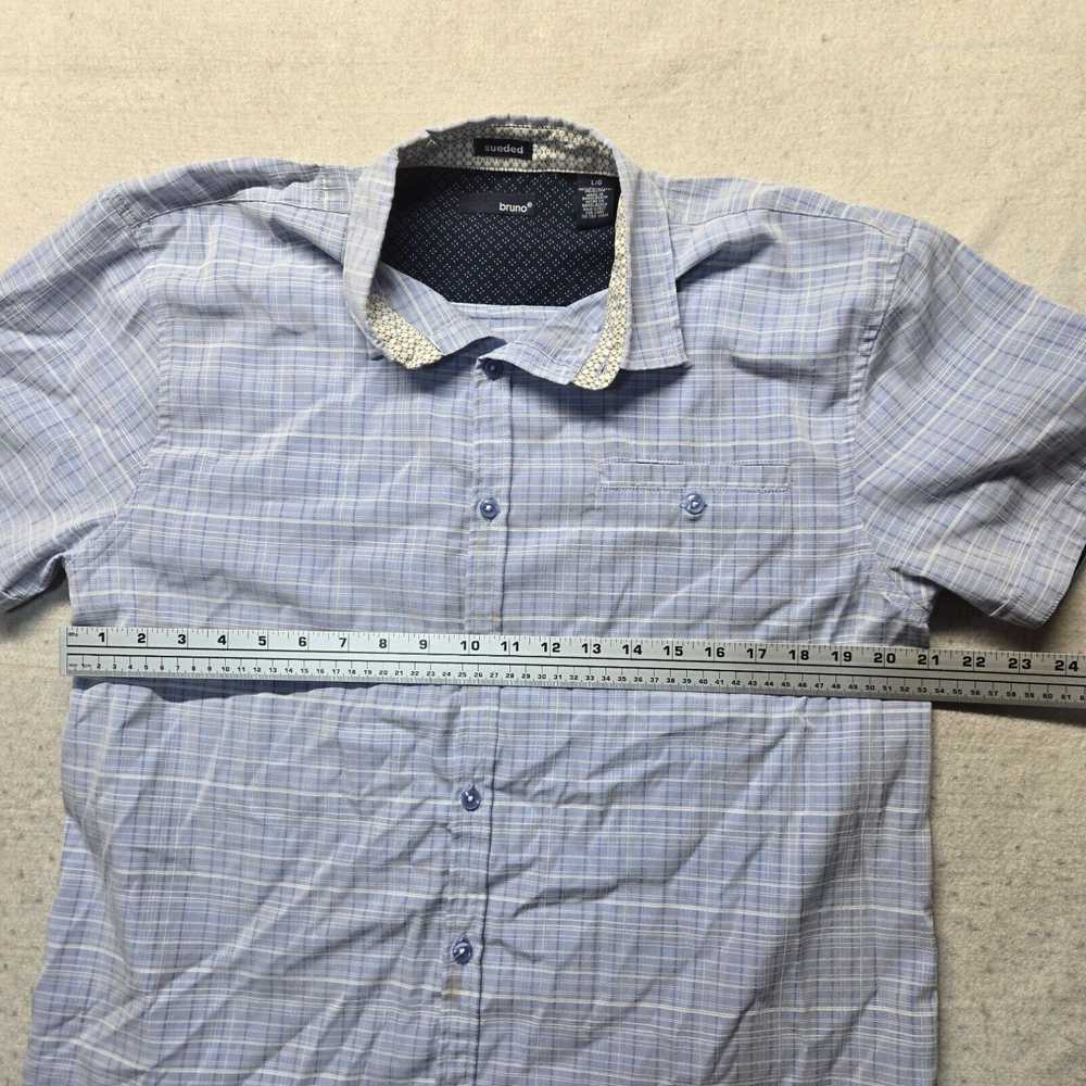 Vintage Bruno Blue Short Sleeve Button Up Sueded … - image 4