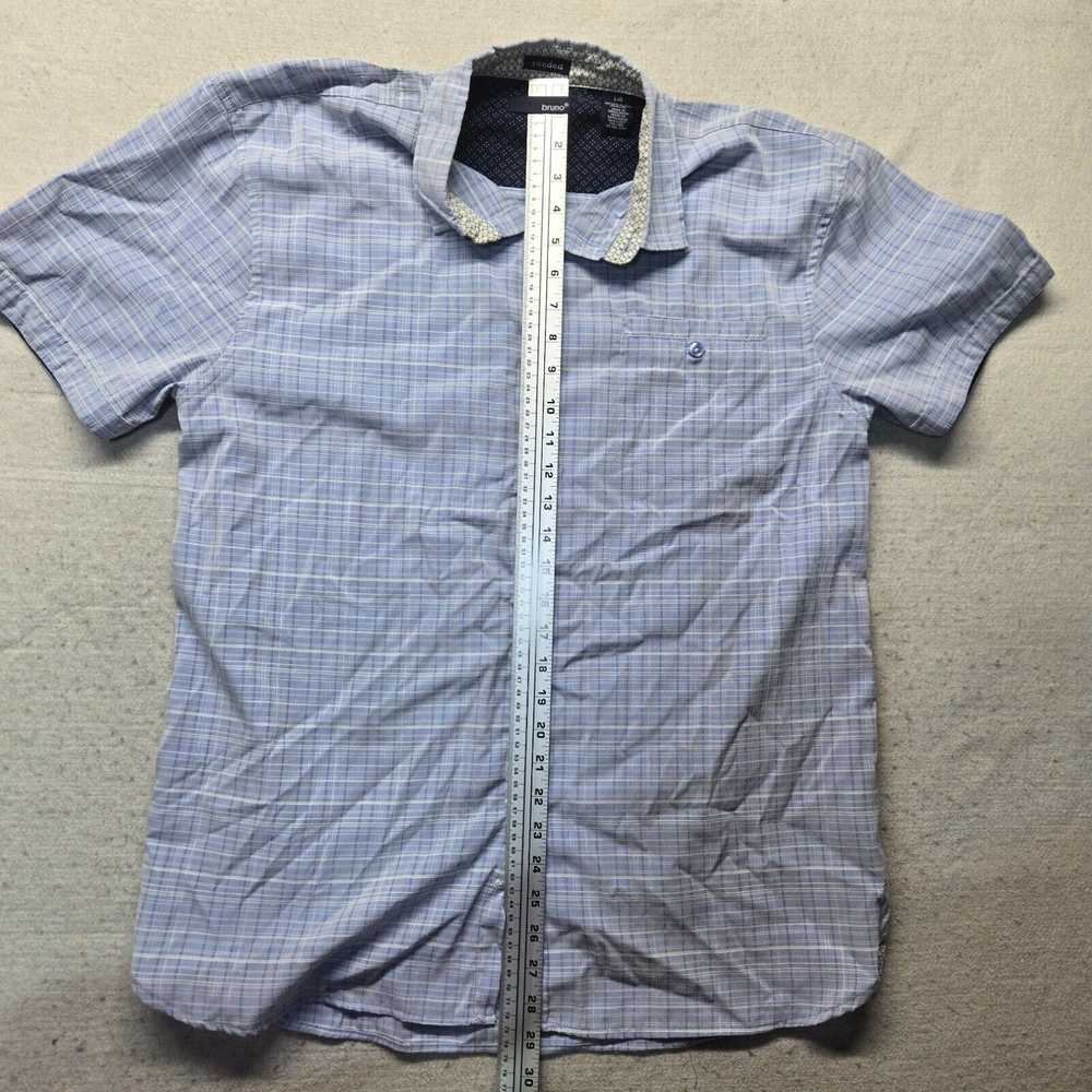 Vintage Bruno Blue Short Sleeve Button Up Sueded … - image 5