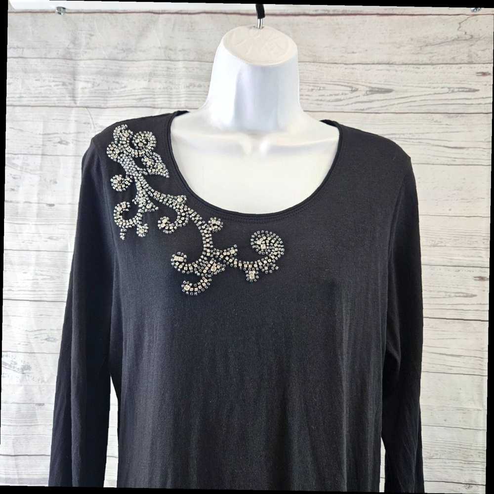 Vintage Chicos Womens Top Sz Medium Black Rhinest… - image 2