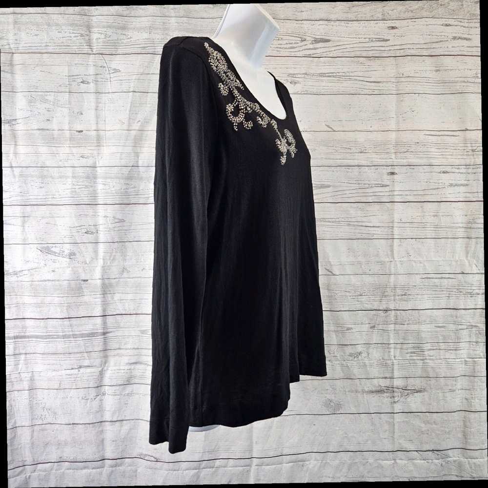 Vintage Chicos Womens Top Sz Medium Black Rhinest… - image 3