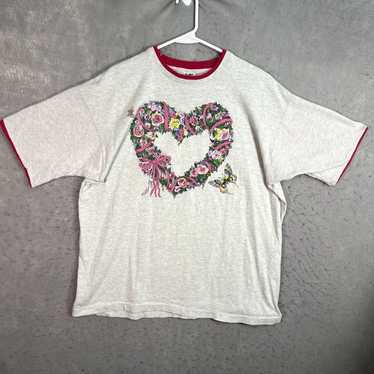 Fruit Of The Loom Vintage 90s Heart Plant Flowers… - image 1