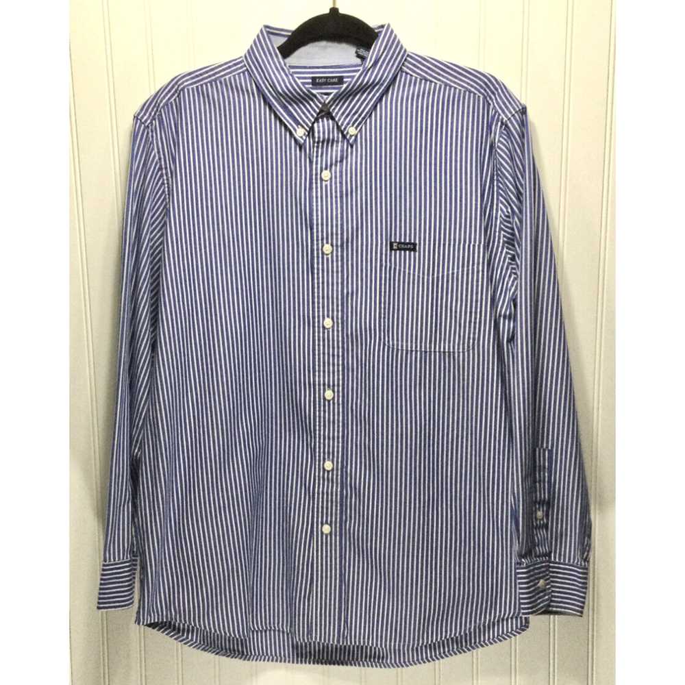 Chaps CHAPS Easy Care Mens Size L Striped Button … - image 1