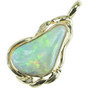 14K Ornate Vintage Natural Opal Diamond Statement… - image 1