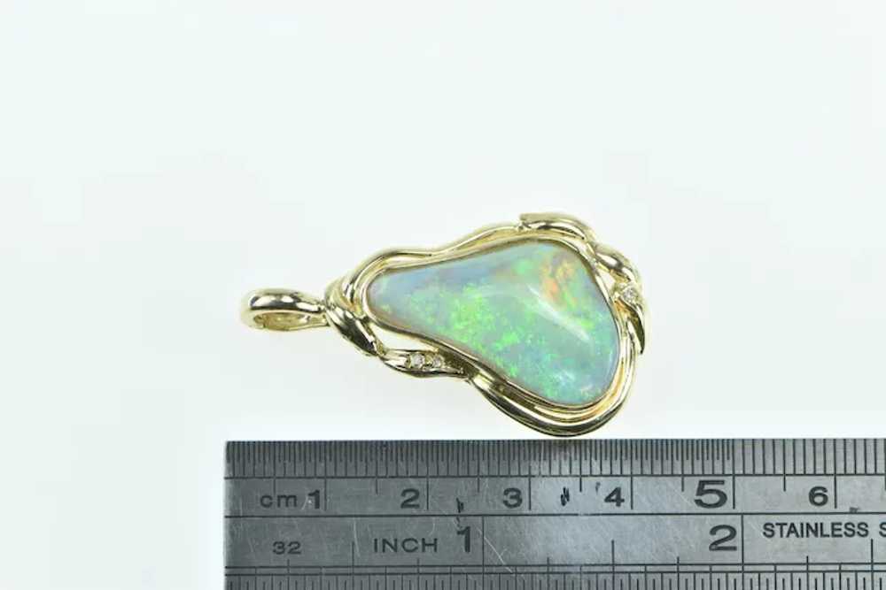 14K Ornate Vintage Natural Opal Diamond Statement… - image 4