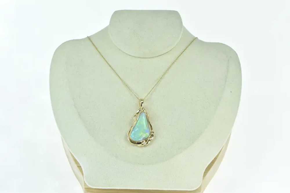 14K Ornate Vintage Natural Opal Diamond Statement… - image 5