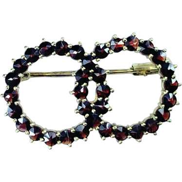 Art Deco 14K Garnet Double circle pin 4.2g JR8860 - image 1