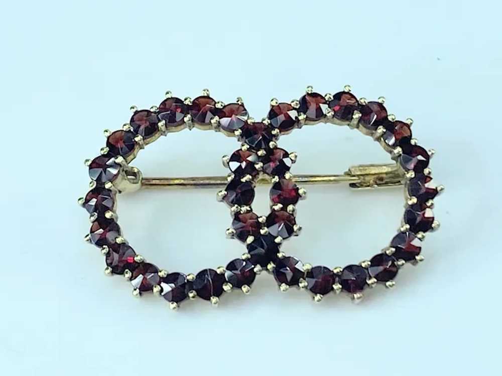 Art Deco 14K Garnet Double circle pin 4.2g JR8860 - image 2