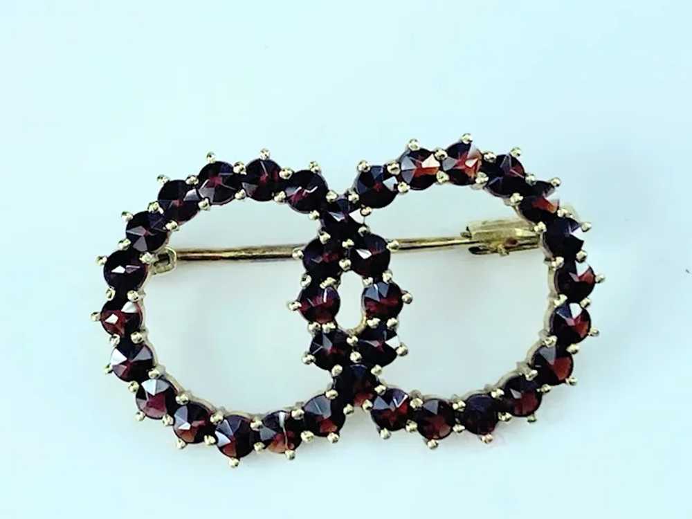 Art Deco 14K Garnet Double circle pin 4.2g JR8860 - image 3