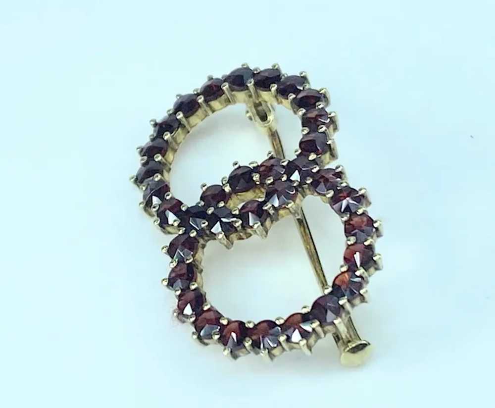 Art Deco 14K Garnet Double circle pin 4.2g JR8860 - image 6