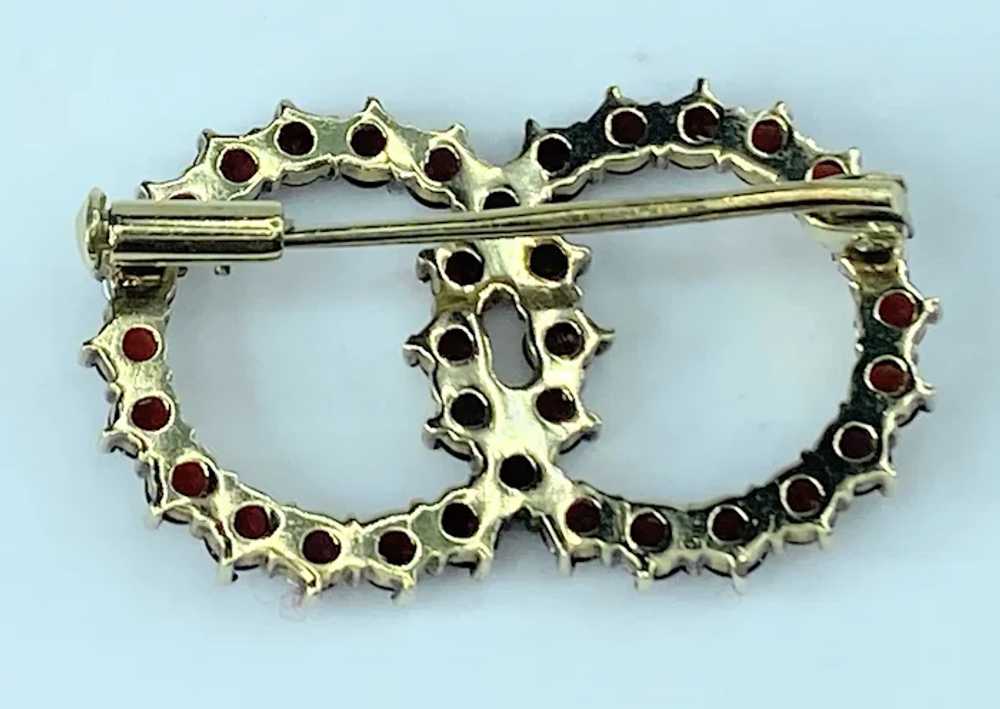 Art Deco 14K Garnet Double circle pin 4.2g JR8860 - image 7