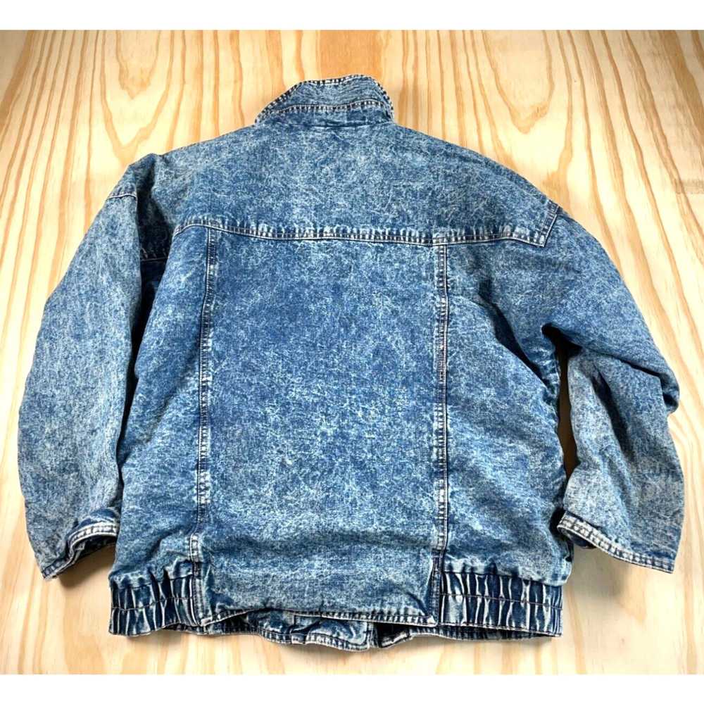 Vintage VTG 90s Acid Washed Denim Zip Jacket Wome… - image 2