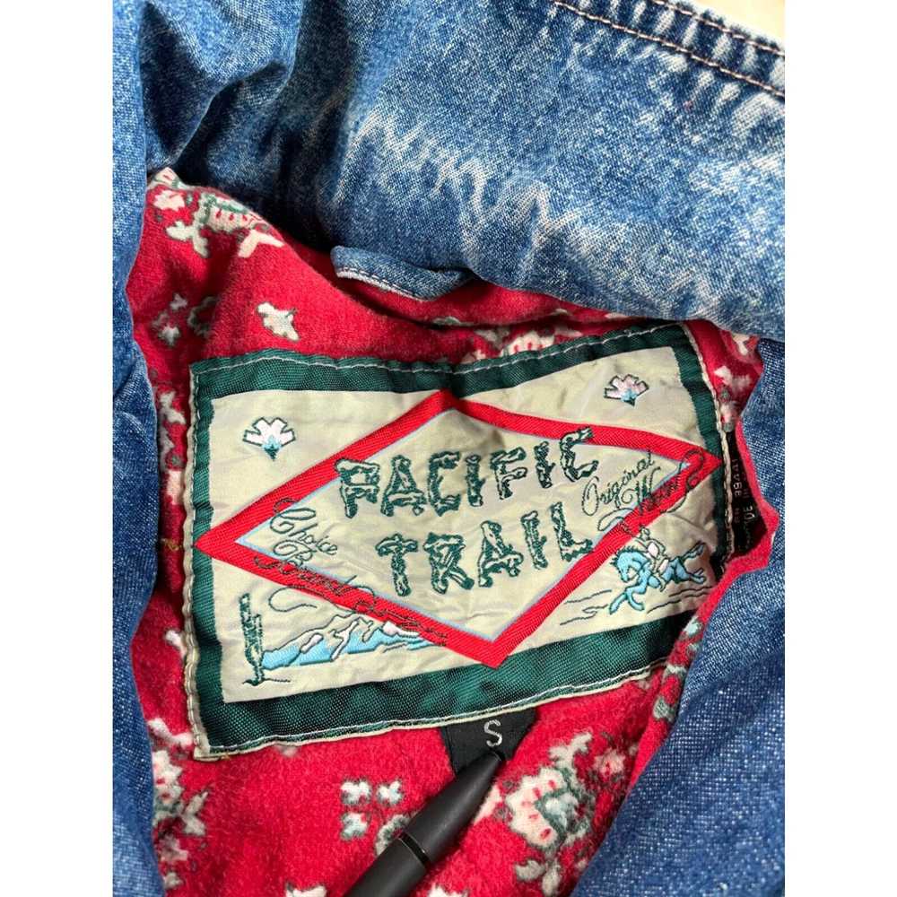 Vintage VTG 90s Acid Washed Denim Zip Jacket Wome… - image 3