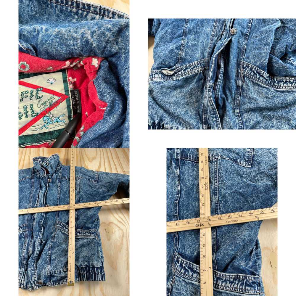 Vintage VTG 90s Acid Washed Denim Zip Jacket Wome… - image 4