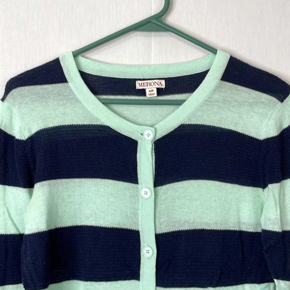 Merona Merona Womens Green Striped Button Front R… - image 3