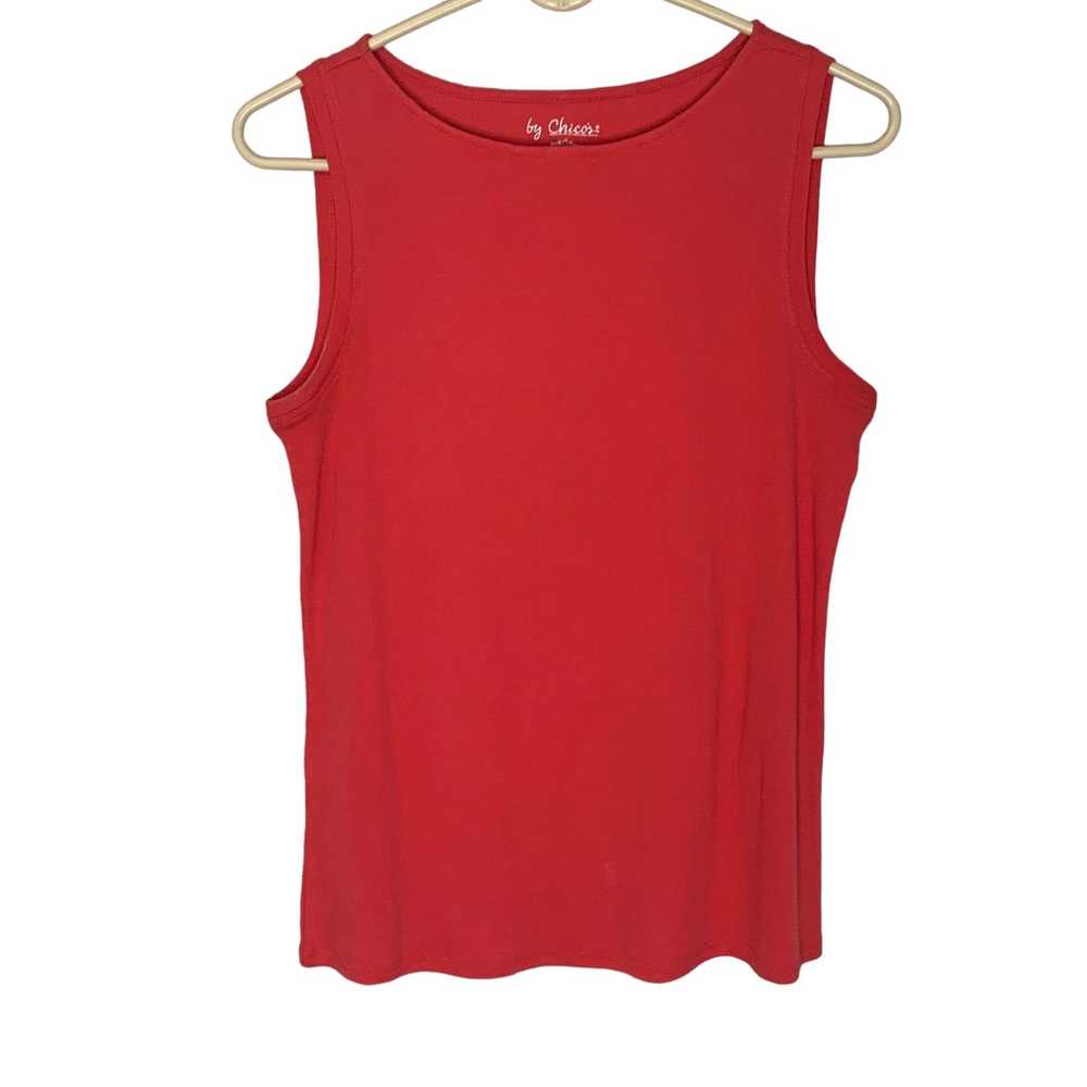 Vintage Chico's Womens Red Cotton Sleeveless Roun… - image 1