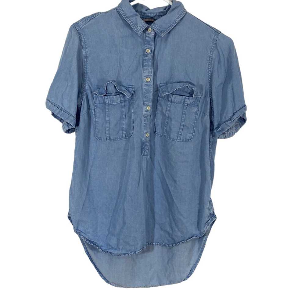 Merona Merona Womens Blue Denim Short Sleeves Fro… - image 1