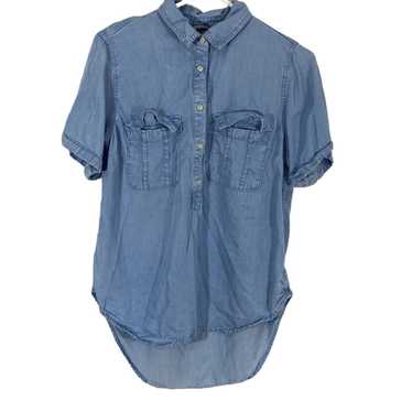 Merona Merona Womens Blue Denim Short Sleeves Fro… - image 1