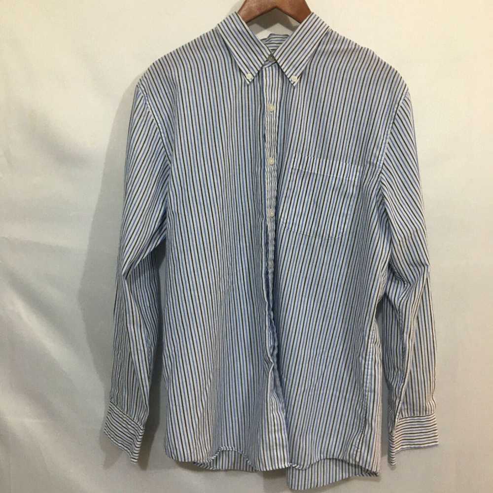 Vintage Saddlebred Mens Blue Striped Long Sleeve … - image 1