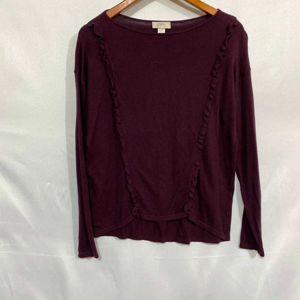 Loft Loft Outlet Womens Maroon Long Sleeve Round … - image 1