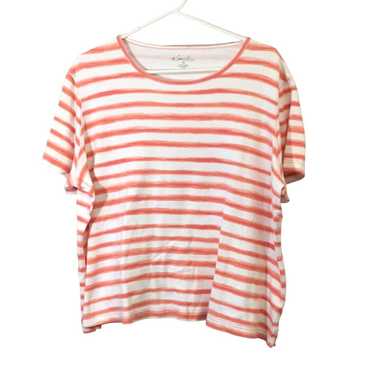 Vintage Kim Rogers Womens Orange White Striped Sh… - image 1