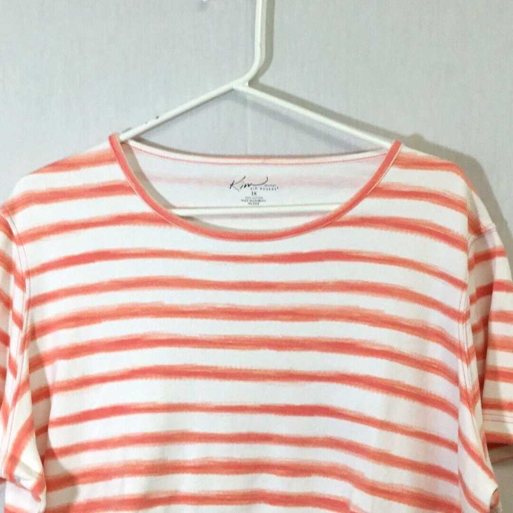 Vintage Kim Rogers Womens Orange White Striped Sh… - image 3