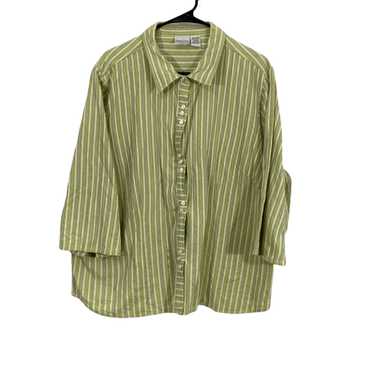 Vintage Carolina Colours Womens Green Striped 3/4… - image 1