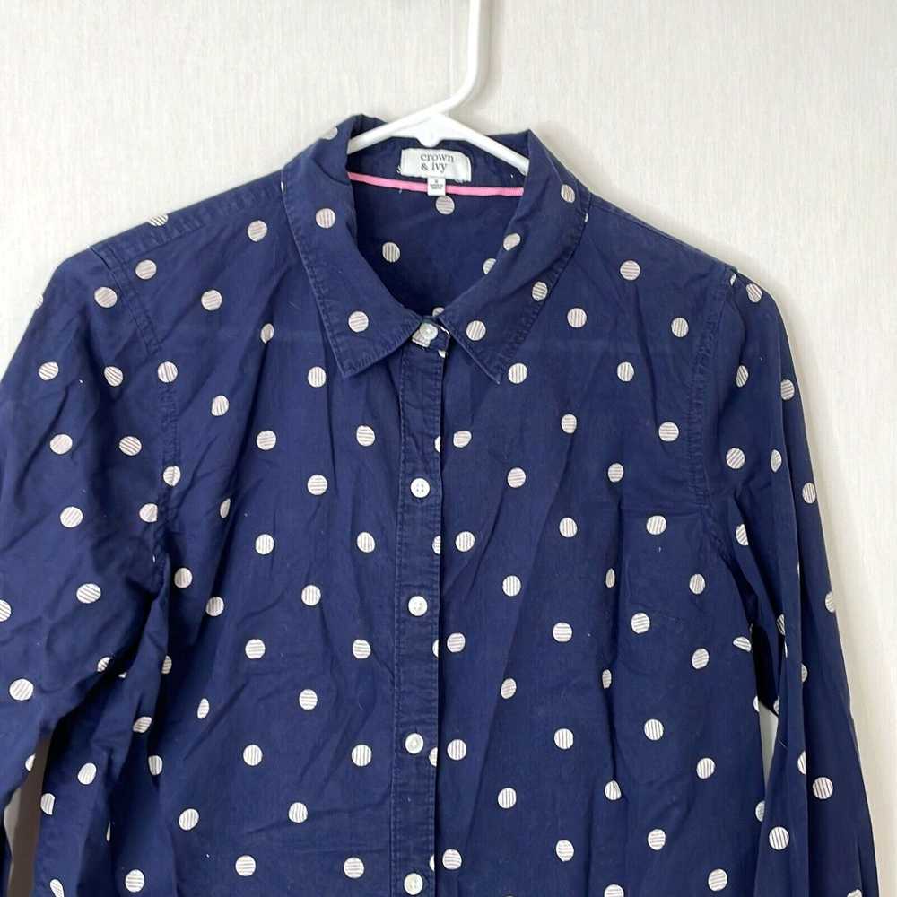 Vintage Crown And Ivy Womens Blue Polka Dot Long … - image 3