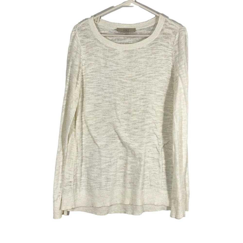 Loft Loft Womens White Long Sleeves Round Neck Kn… - image 1