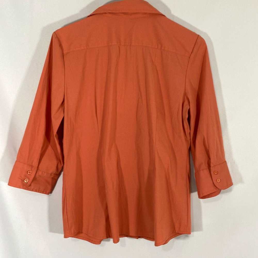 Vintage Como Womens Orange Collared 3/4 Sleeve Pl… - image 2