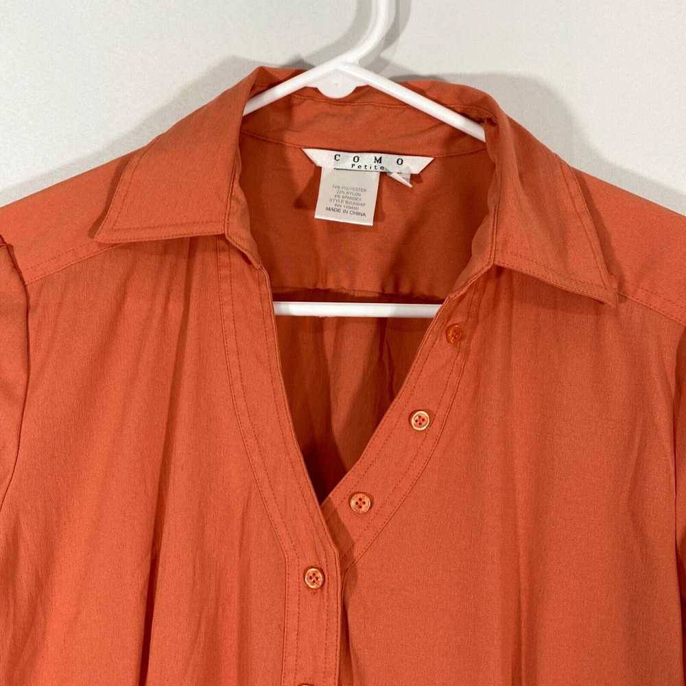 Vintage Como Womens Orange Collared 3/4 Sleeve Pl… - image 3