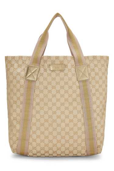 Gold GG Canvas Flat Web Tote