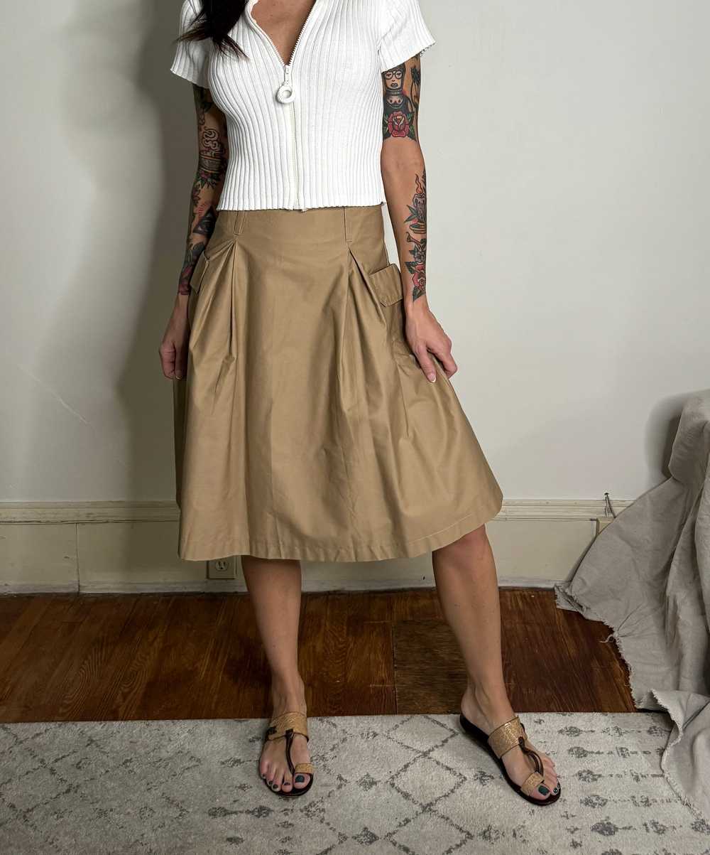 vintage khaki midi skirt / y2k chino skirt / tan … - image 1