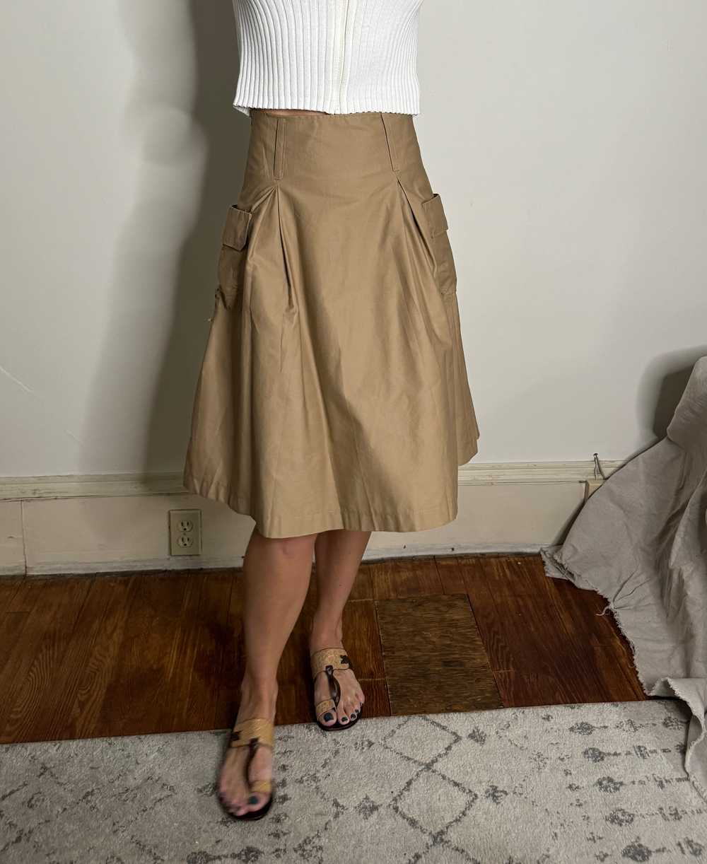 vintage khaki midi skirt / y2k chino skirt / tan … - image 2