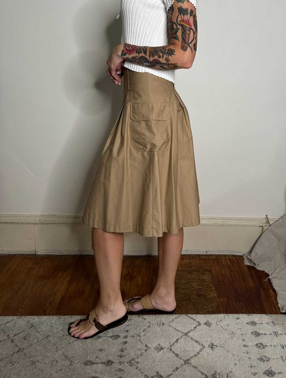 vintage khaki midi skirt / y2k chino skirt / tan … - image 5