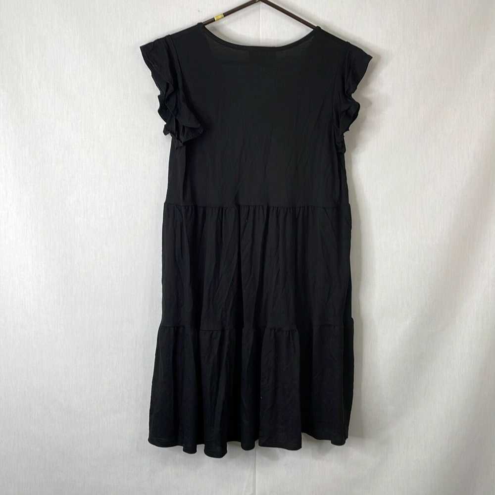 Vintage Hudson Gray Womens Black V Neck Ruffle Sh… - image 2