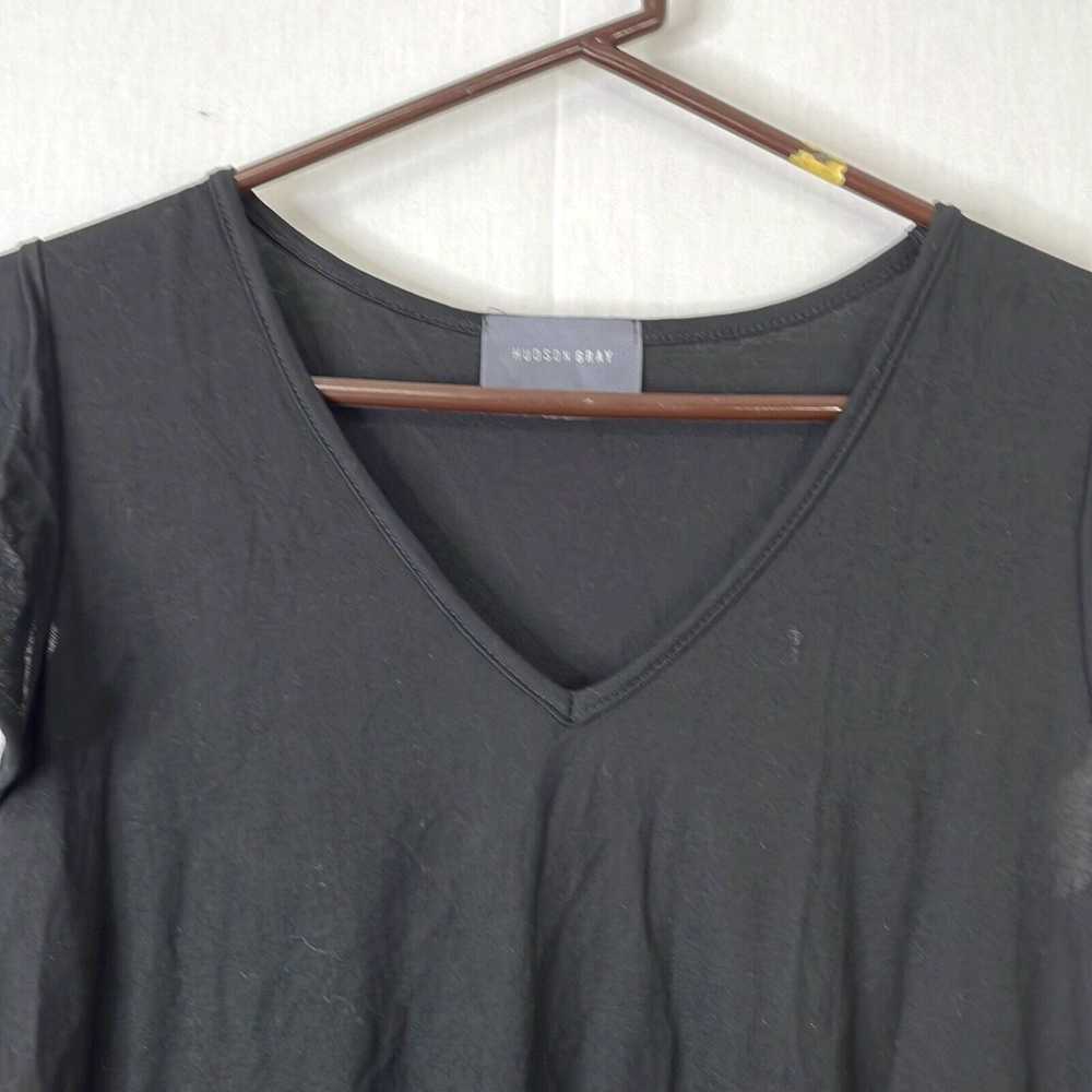 Vintage Hudson Gray Womens Black V Neck Ruffle Sh… - image 3